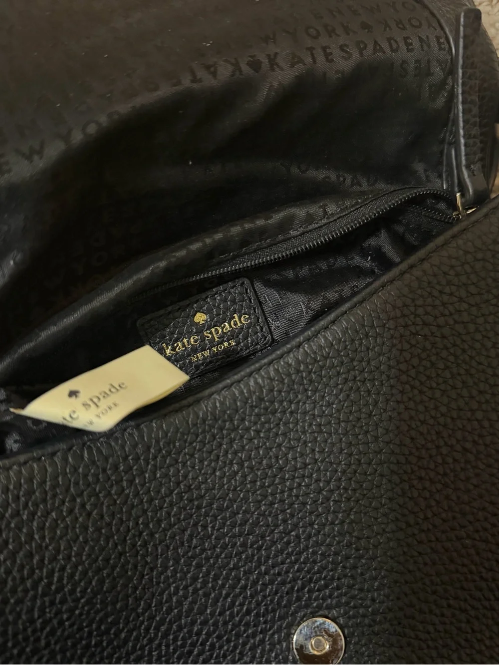 kate spade Black Pebbled Leather Crossbody with Gold Hardware